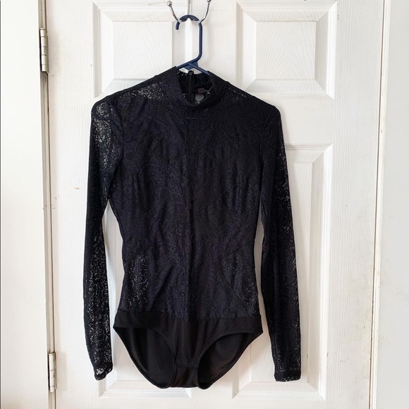 BCBGMaxAzria Tops - BCBG Black Lace Bodysuit
